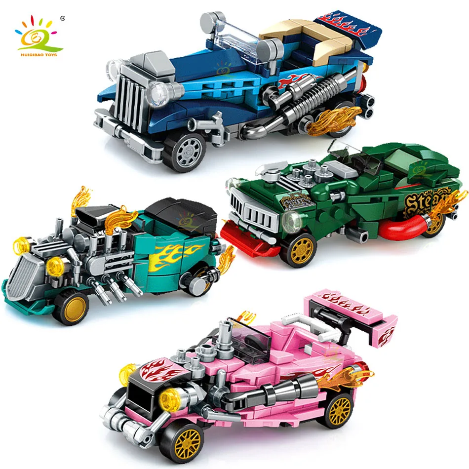 

HUIQIBAO 640PCS City Pull Back Racing Car Building Blocks Speed Champions Vehicle Construction Bricks Toys For Children
