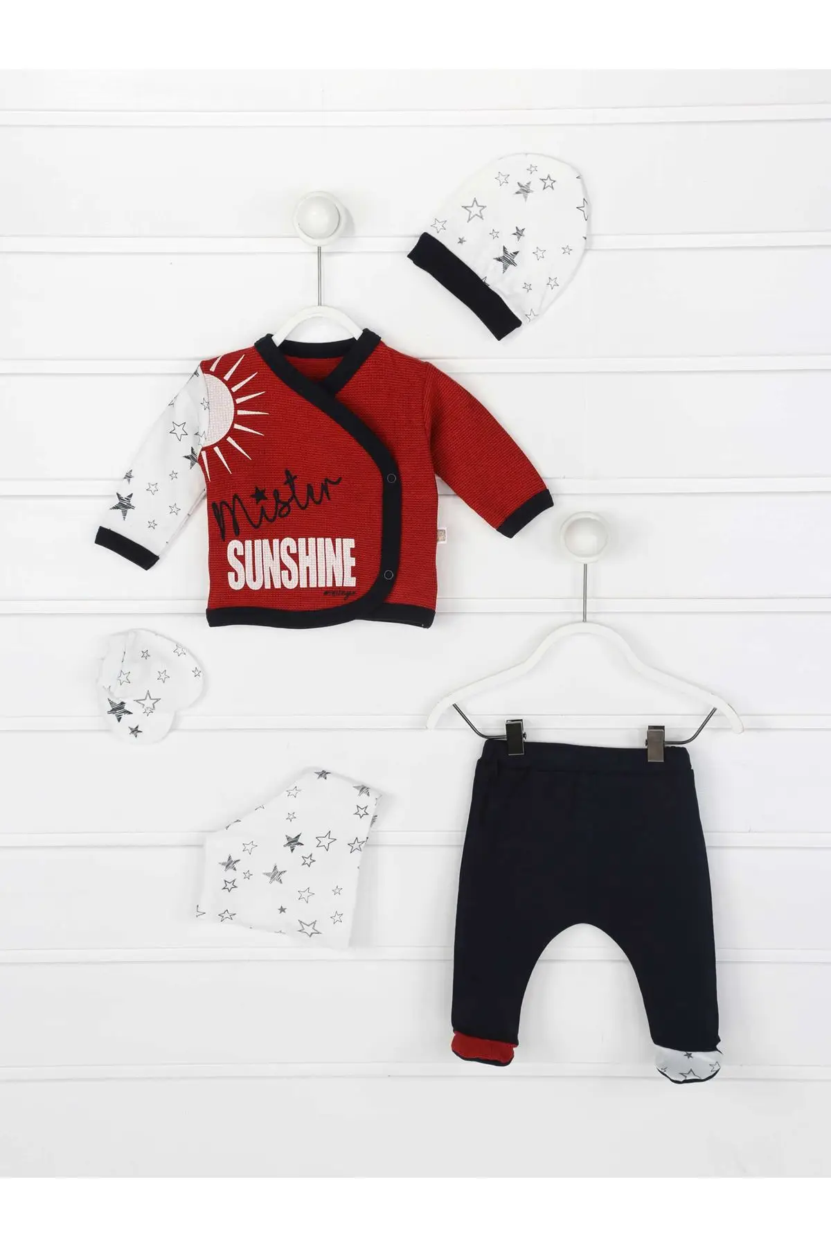 Красный одежда для новорожденных Одежда маленьких мальчиков костюм из 5