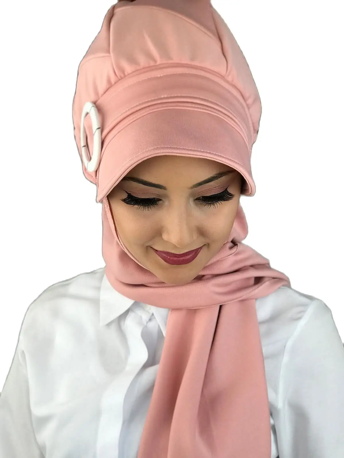 2021 new Fashion Hijab Women Muslim Bathing Cap Islamic Hijab Scarf Scarf Powder Pink Atkılı Hijab Hat
