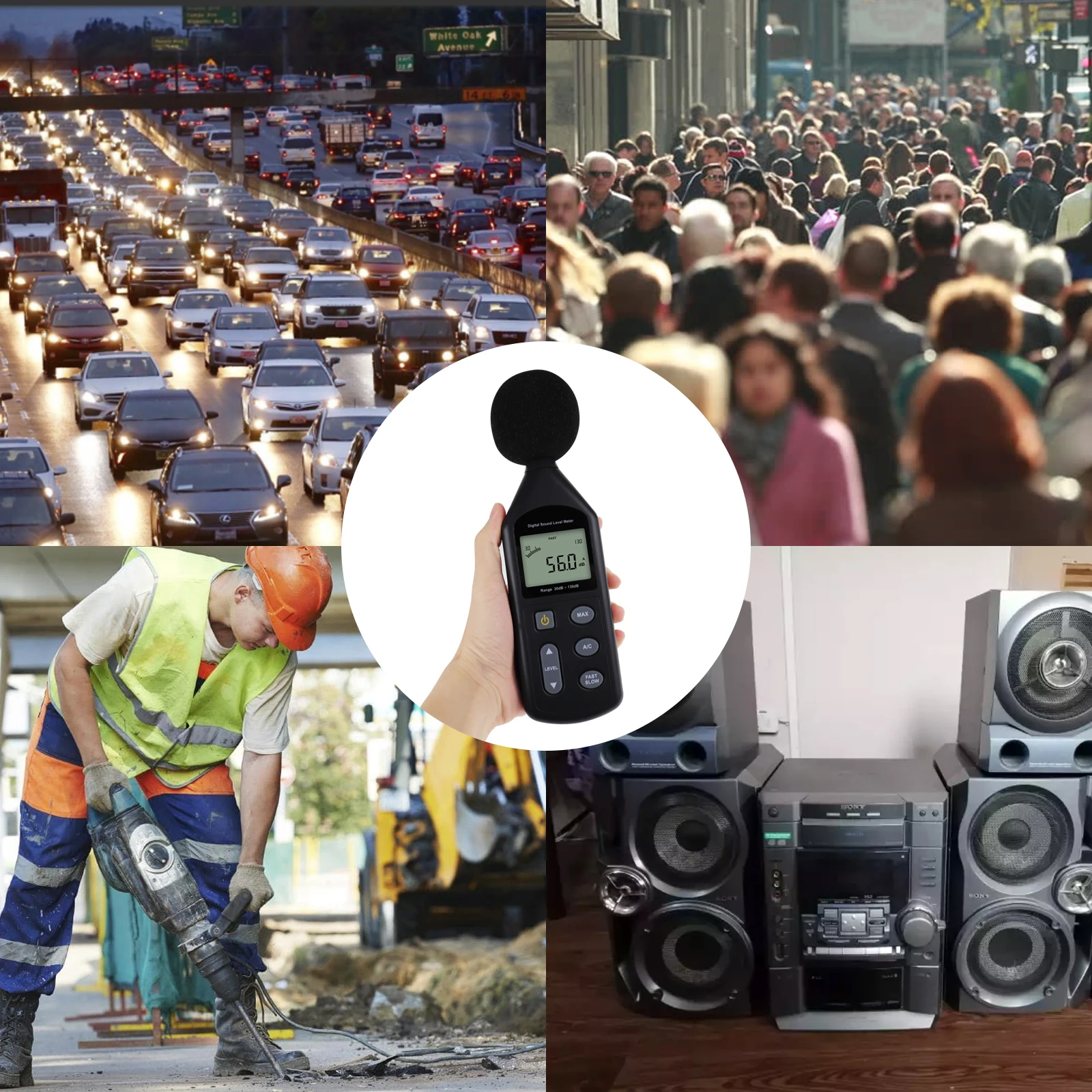 Звуковой уровень шума аудио детектор измеритель децибел метр регистратор A/C