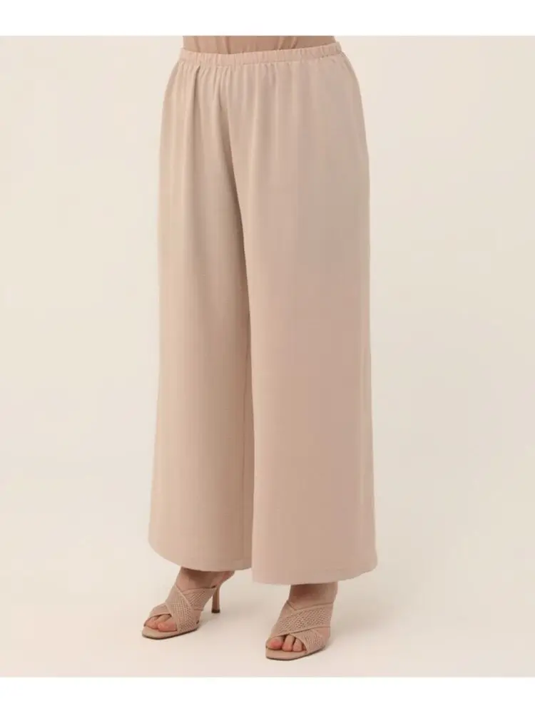 

Plus Size Tunic & Trousers Double Suit 2 Piece Muslim Women's Sets Wide Fit High Waist Wide Leg Thin Summer 2021 New Season