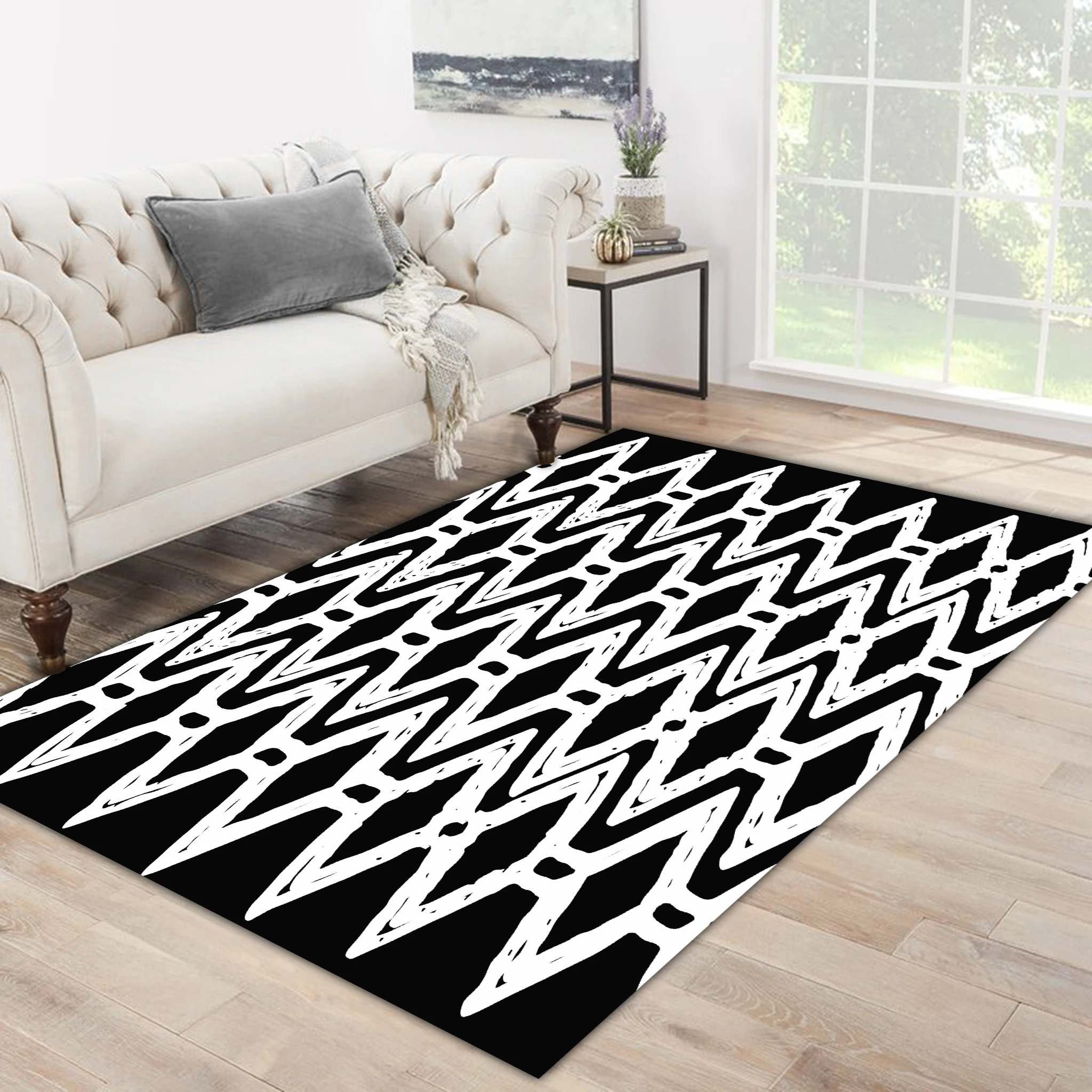 

Black white color white shape quadrangle ethnic patterned carpet modern carpet living room carpet free shipping soft textured