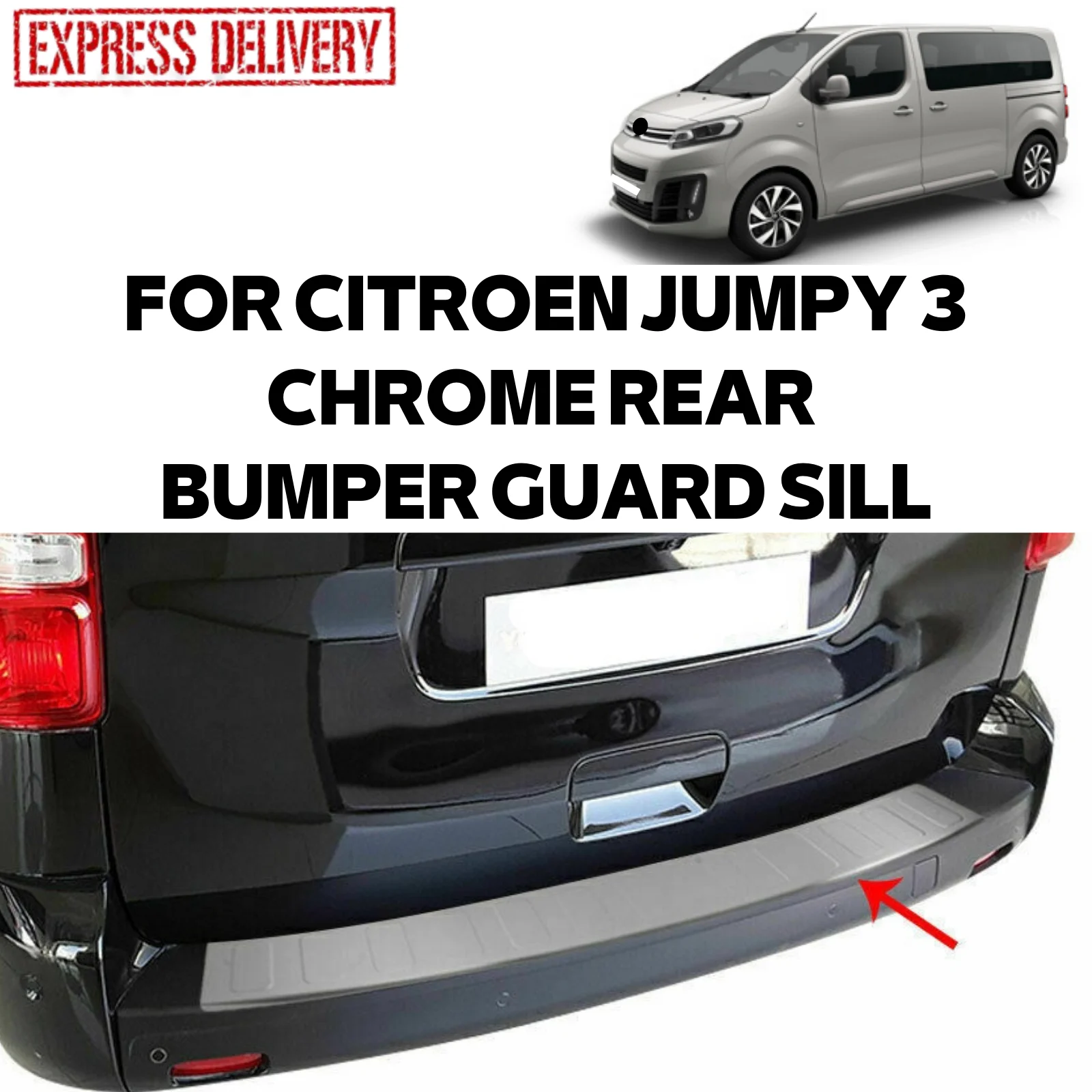 

Хромированная защитная накладка на задний бампер для CITROEN JUMPY 3 2017-2021, протектор порога багажа, пластина из нержавеющей стали, автомобильные ...