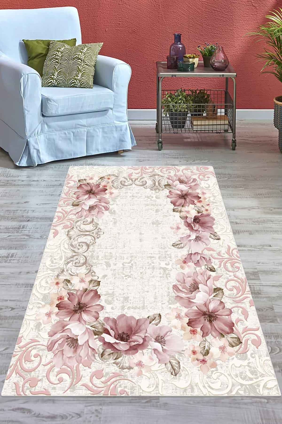 

Rug Carpet Living Room Turkish Workmanship Flower Design Vintage Authentic Home Textiles Non-Slip Sole Area Carpet