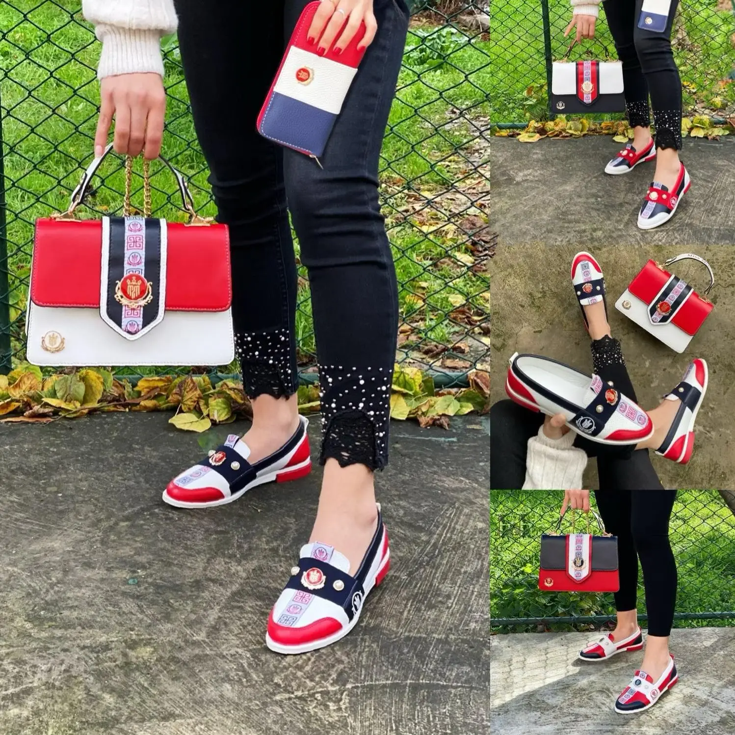

Miss Melisa Shoe and Bag Tmy Blue,Red,white color flat shoes and bag set B119
