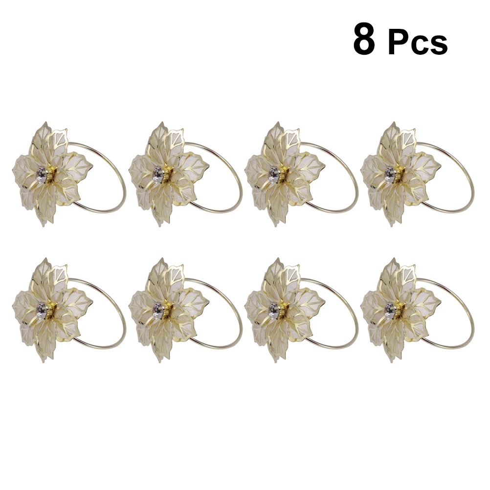 

8pcs Flower Napkin Rings Decorative Napkin Holders For Wedding Banquet Dinner Party Hotel Table Napkin Button Napkin Ring