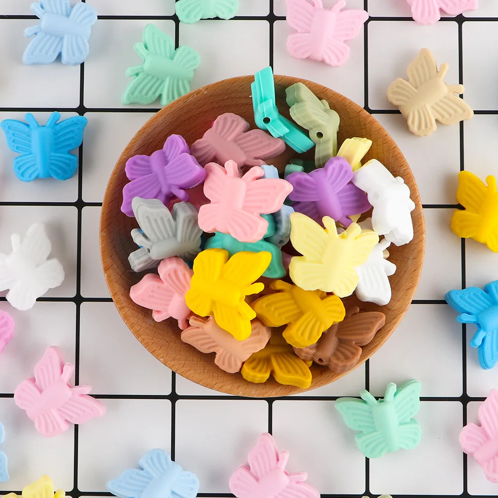 5/10/15 шт. силиконовые бусины-бабочки для прорезывания зубов |