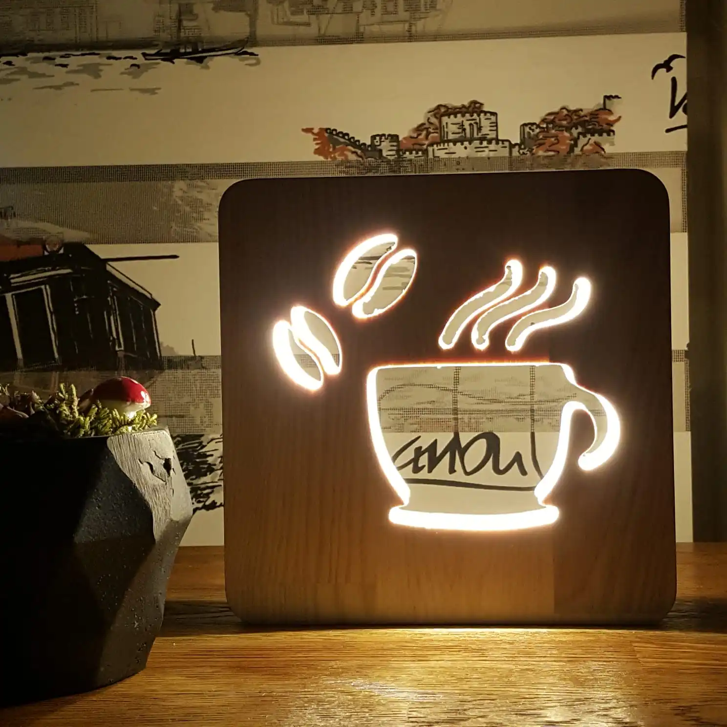 

WOODEN COFFEE FNCANI NIGHT LAMP RCCO HOME