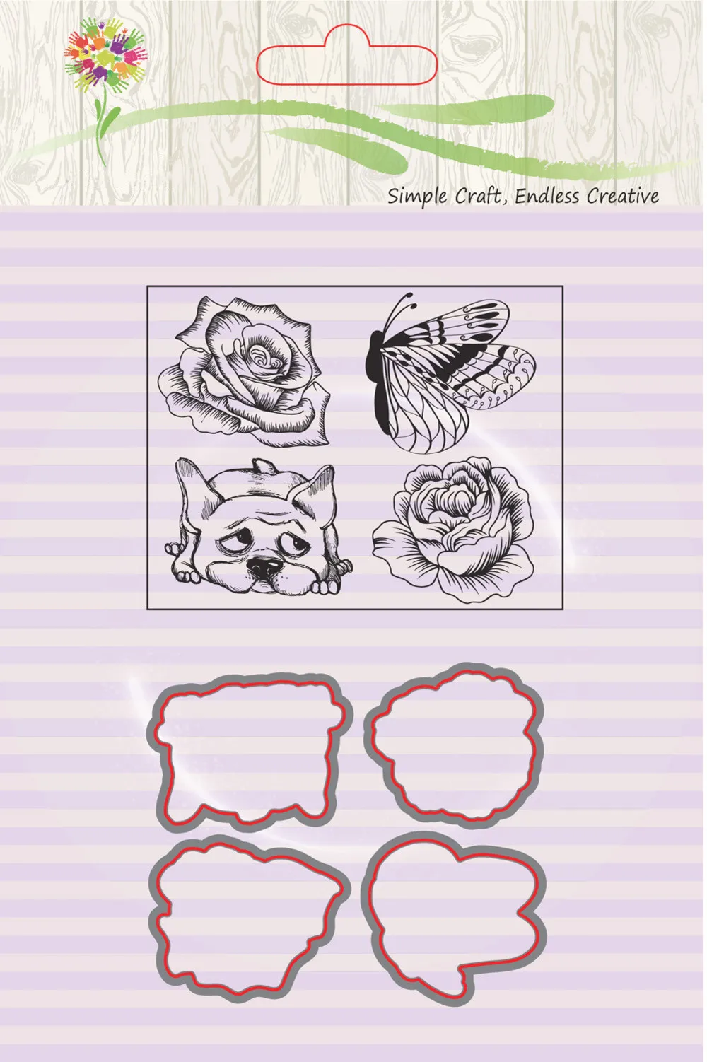 Новый дизайн цветок собака с металлической бабочкой резки штампы трафарет для DIY