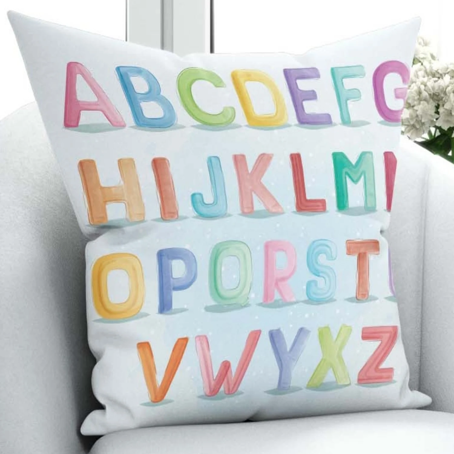 

Else Colored Alphabet Letters 3D Print Microfiber Throw Pillow Case Cushion Covers Square Hidden Zipper 45x45cm