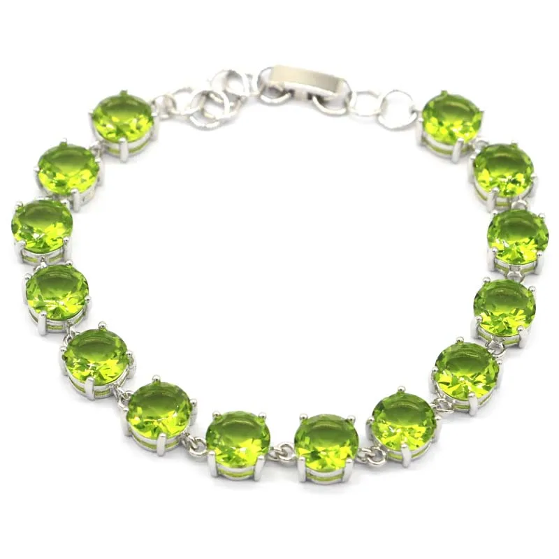 

12x8 мм роскошный 13,5 г Зеленый Перидот женская повседневная одежда серебряный браслет 6-8,0 дюймов