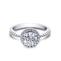 tianyu gems silver moissanite halo engagement ring 0 5ct 1ct 6 5mm round diamond tester passed women wedding rings fine jewelry