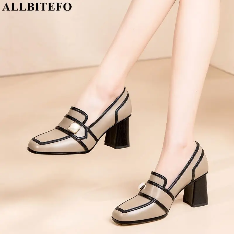 

Женские туфли-лодочки из мягкой воловьей кожи, на высоком каблуке, Размеры 33-43