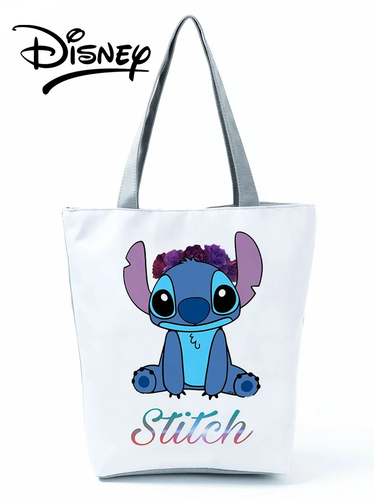 

Disney Lilo Stitch Printed Handbag Women Eco Reusable Shoppaing Bag Beach High Capacity Tote Cartoon Shoulder Bag Custom Pattern