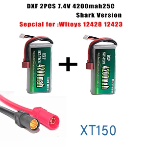 2PCS 4200mah XT150 2 шт. DXF RC Lipo батарея 2s 7,4 V 2700mAh 4200mah 20C Max 40C для Wltoys 12428 feiyue 03 JJRC Q39 Запчасти для обновления - Цвет: 2PCS 4200mah XT150