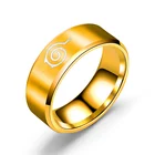 Кольцо с листьями Конохи, символ деревни конобала, символ знака сасуке ниндзя, черное модное ювелирное изделие из титановой стали для косплея женщин, 8 мм