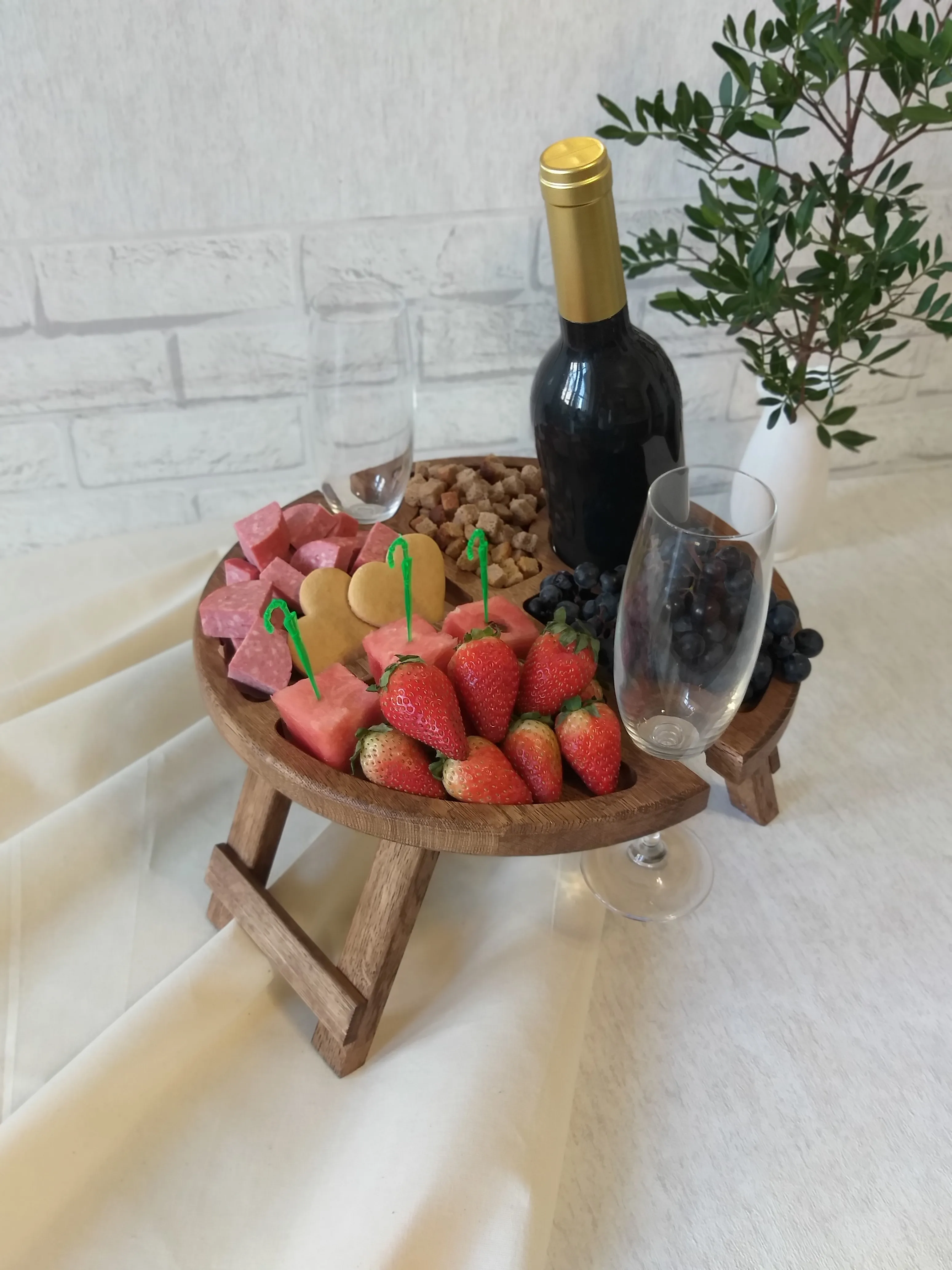 Винный столик Винница из дерева дуб. Подарок Свадьба День рождения | Мебель