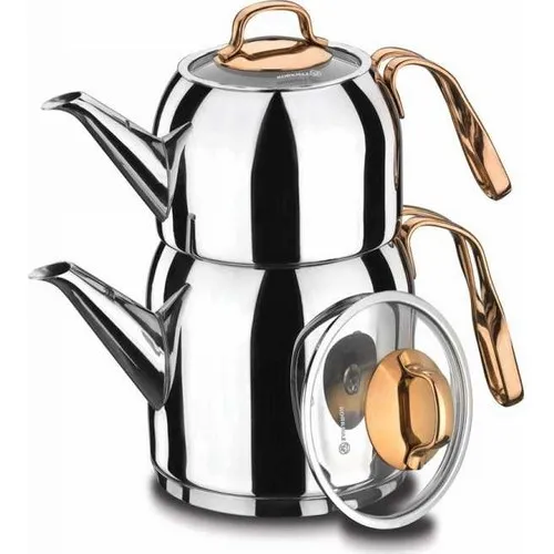 

Korkmaz Rosanna Teapot Set A192 2.5 Liter 18/10 Stainless Steel Turkish Teapot Set Brewing Tea For tea Pot Set Made in Turkey