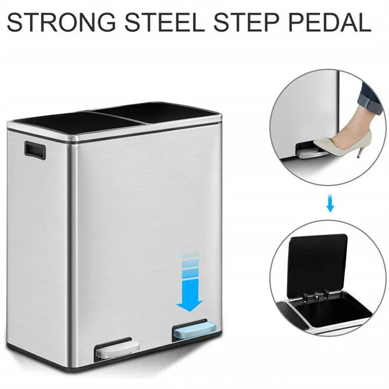 Кухня мусорный бак 16 галлонов мусорное ведро 2 x 30L классифицированы корзина для