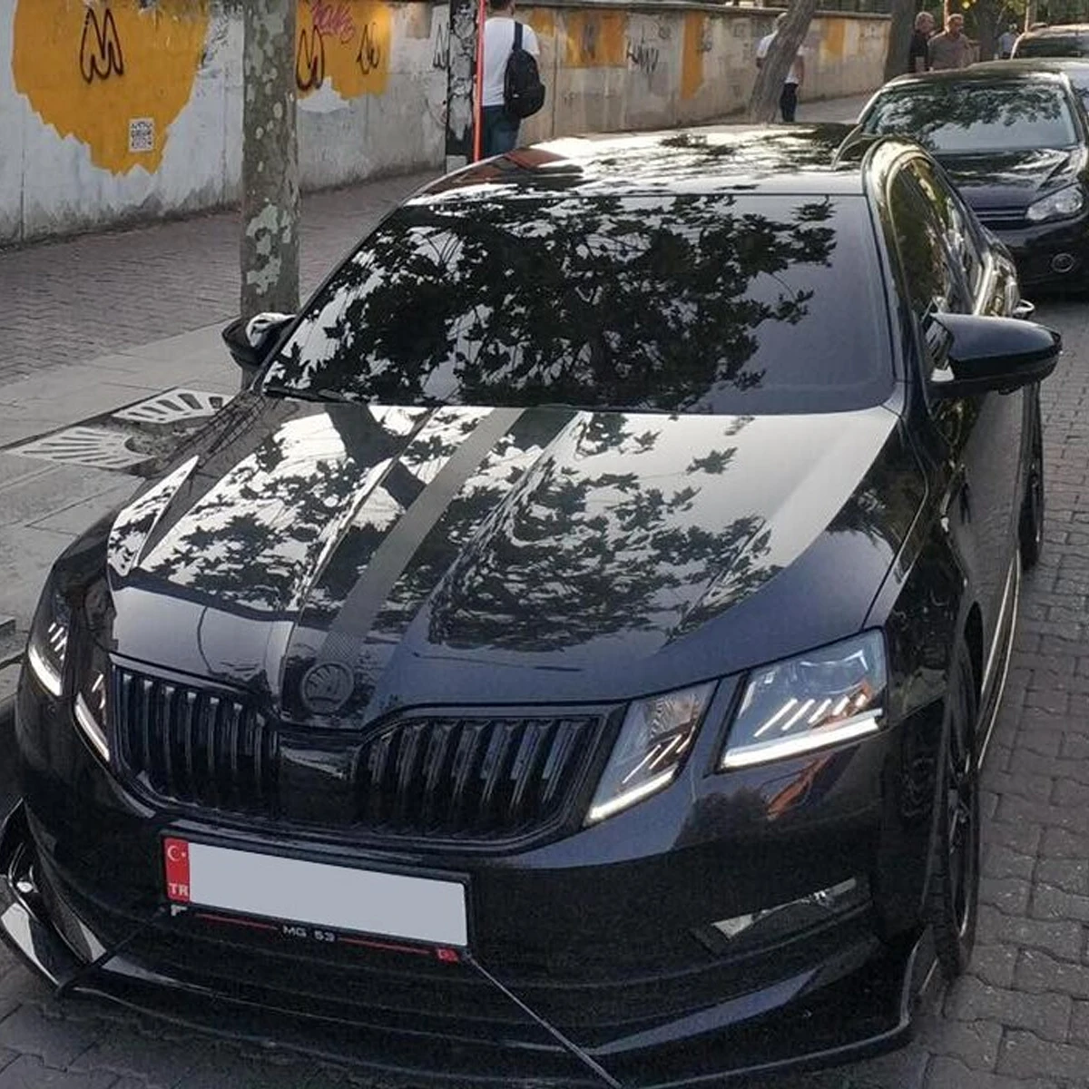 Накладка переднего бампера автомобиля для Skoda Octavia MK3 2013 2014 2015 2016 2017 2018 3 шт. черный