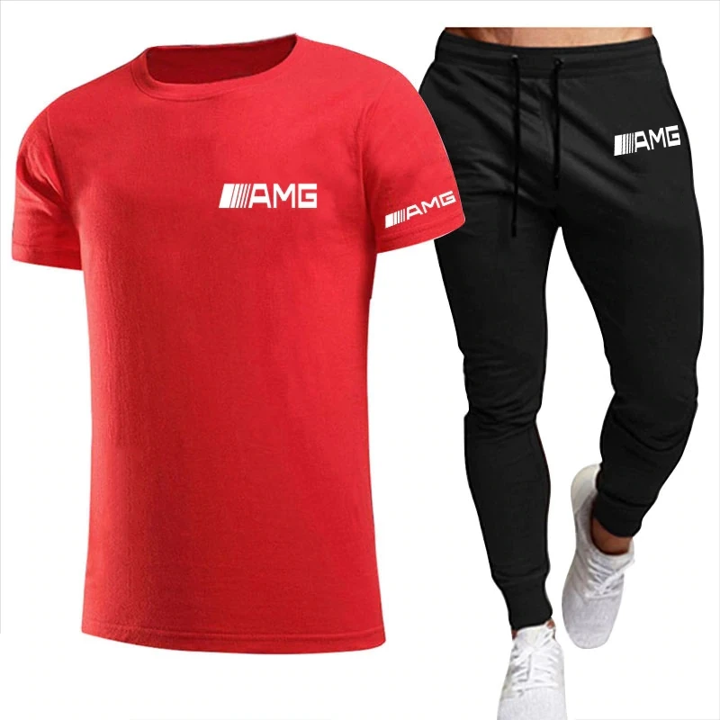 

2021 new T-shirt 2-piece sportswear men's short-sleeved + pants pullover sportswear suit leisure sports free shipping