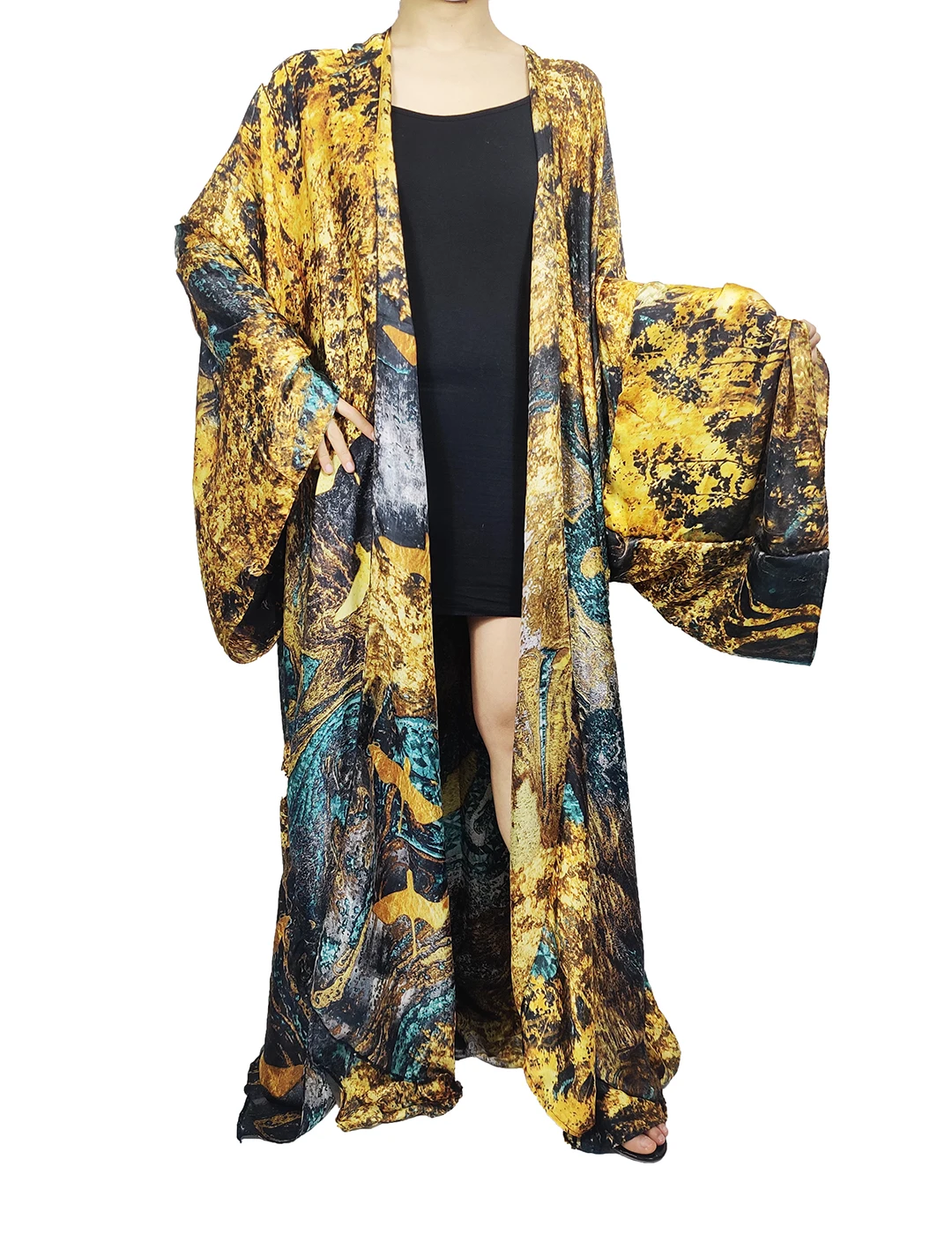 Fashion 2022 Summer Blogger Bohemian Ramadan Long Kimonos for Women Oversized Floral African Lady's Swimwear Duster Coat