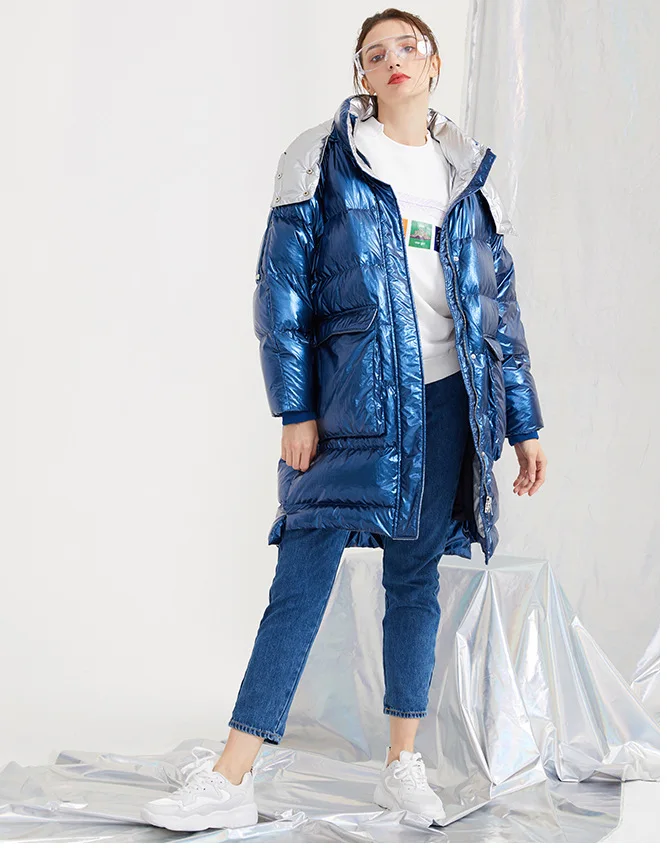 Женская модная куртка на гусином пуху Повседневная стильная с капюшоном и