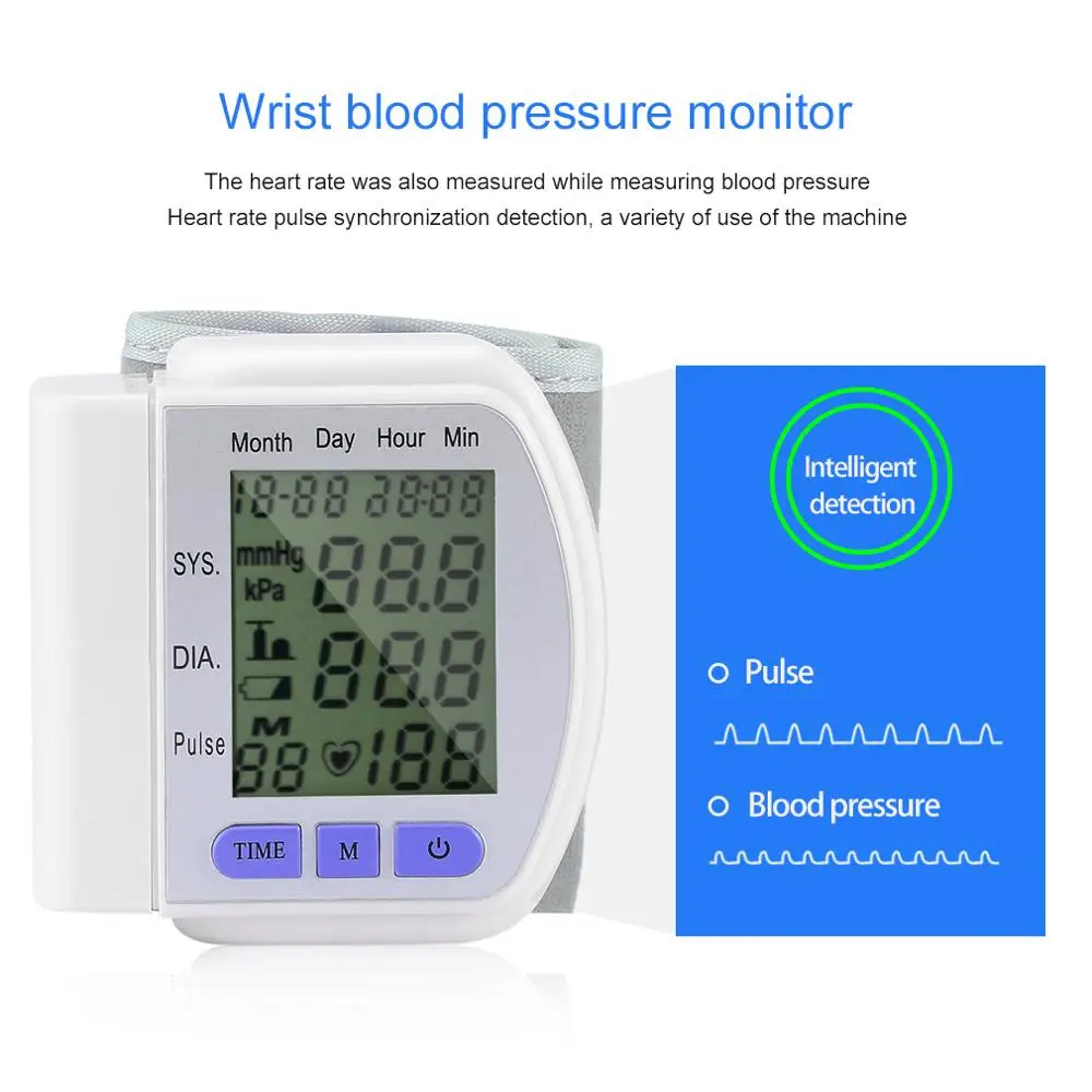 

Digital LCD Automatic Wrist Measurement Pulse Monitor Heart Beat Meter Pulse Oximeter Health Monitor Health Care
