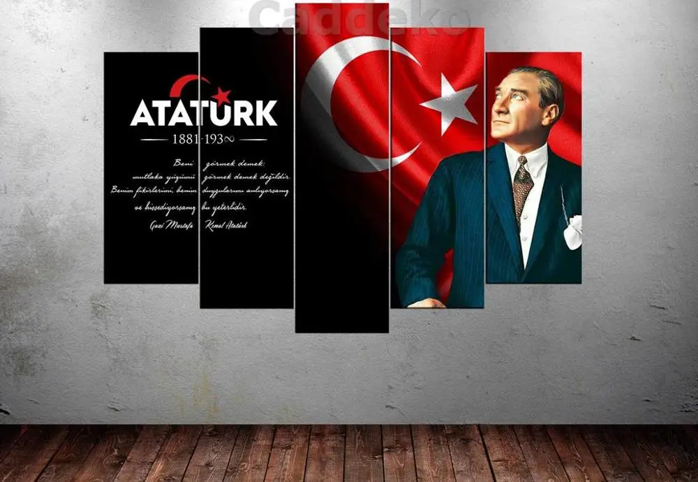 

Ata242 Mustafa Kemal Ataturk Beni Grmek Demek 5 Pieces Canvas Art Canvas Print (80x125cm)