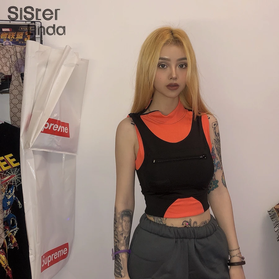 Женский укороченный топ Sisterlinda облегающий Топ в стиле пэчворк с буквенным