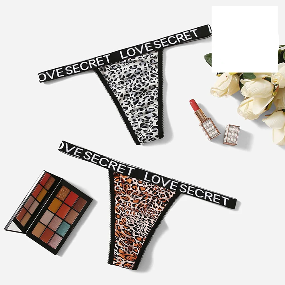 

Comfort Ice Silk Seamless Panties Women G-String P391 Sexy Letter Leopard Underwear Cotton Low Waist Fitness Lingerie Thongs