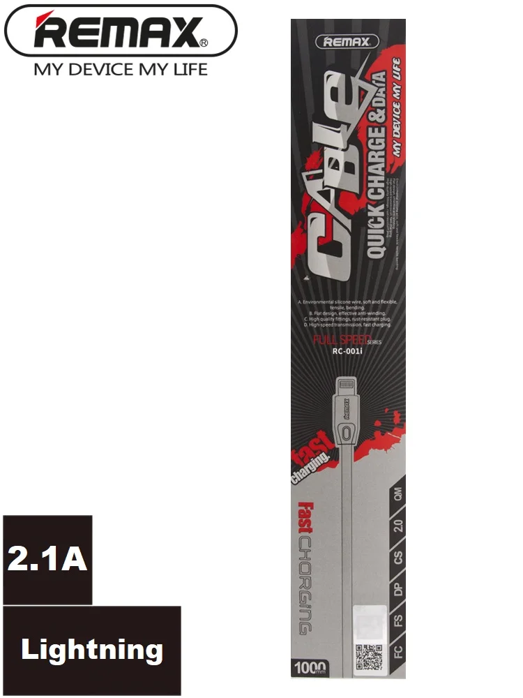 USB кабель REMAX Full Speed Series 1M Cable RC-001i Apple Lightning 8 pin (белый) | Мобильные телефоны и
