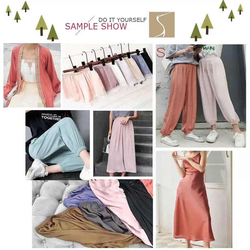 Без морщин шифоновая простая тканая Ткань Морской остров полиэстер нити платье