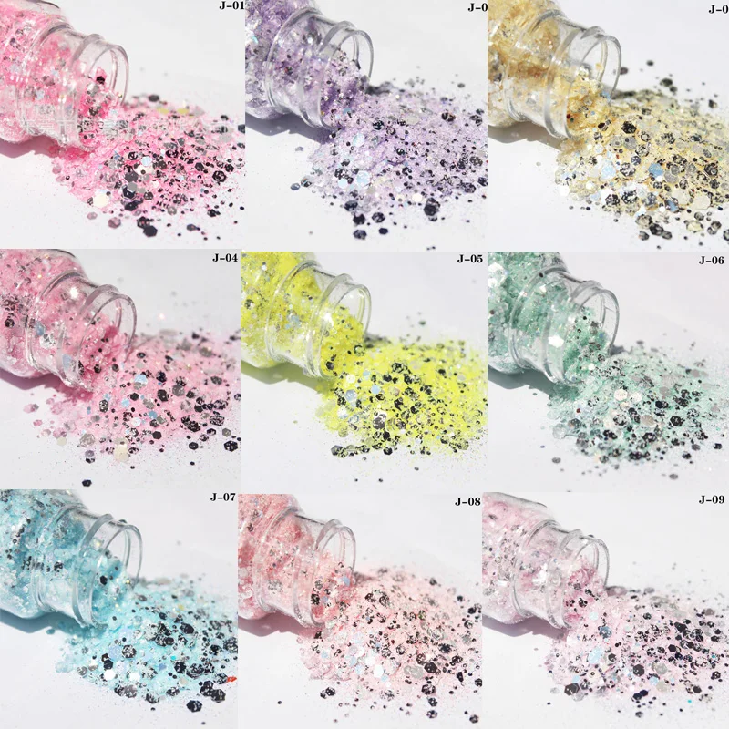 12 цветов 20 мл/коробка массивный блеск для ногтей шестигранная блестка Пудра