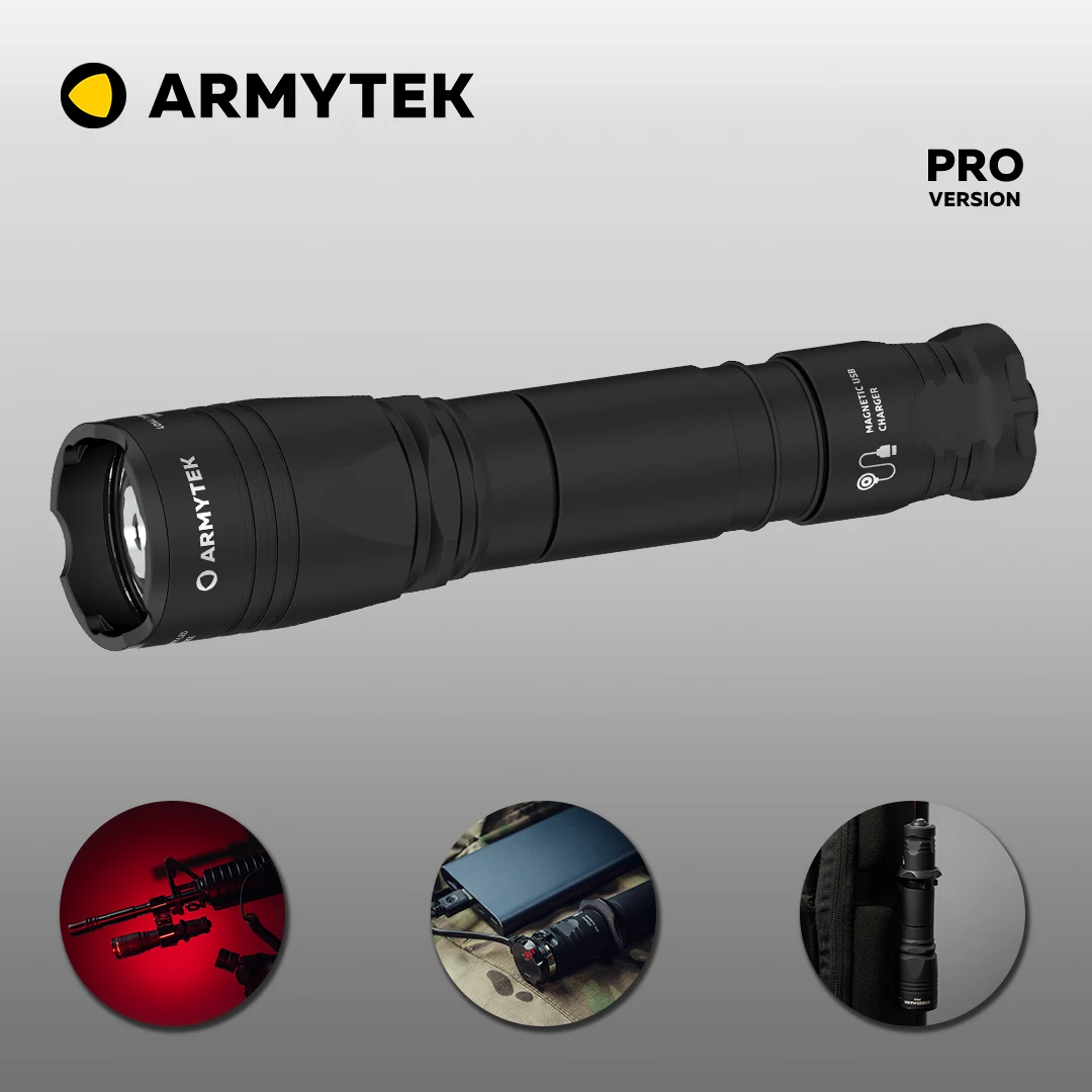Светодиодный тактический фонарик Armytek Dobermann Pro XHP35HI магнитный USB Перезаряжаемый