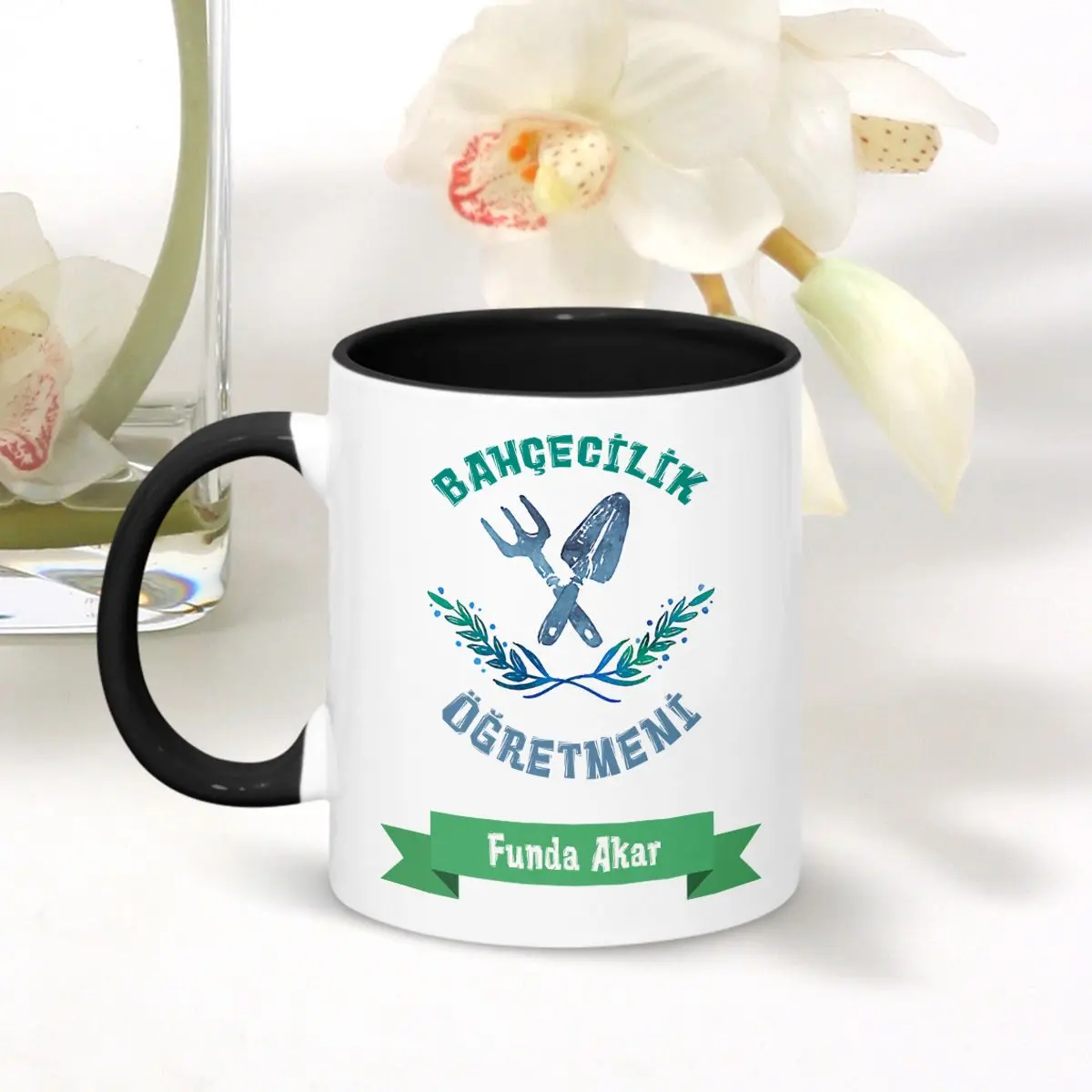 

Персонализированная профессиональная чашка для садоводства, черная чашка для учителя-002