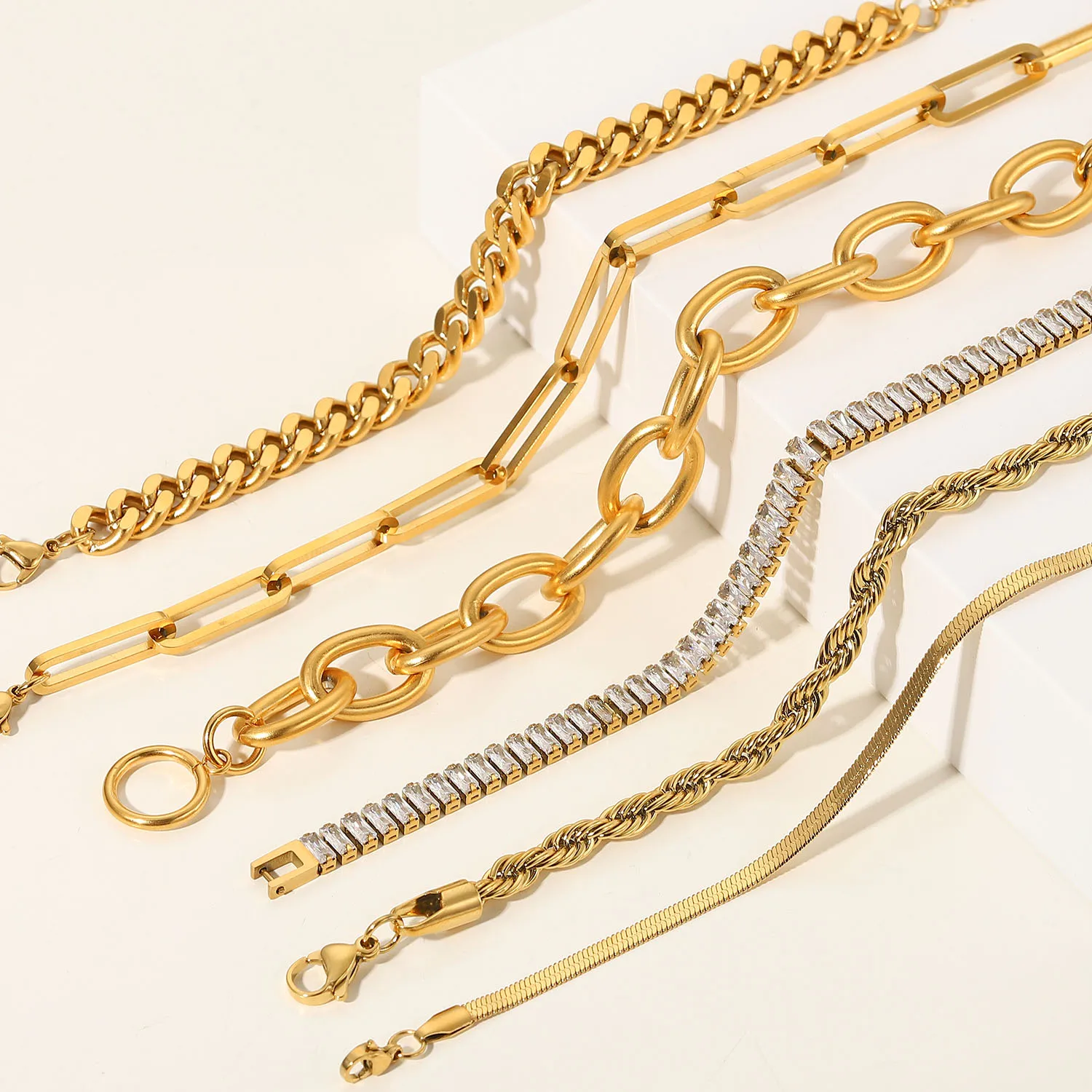 Uworld 18k Золотая звеньевая цепь из нержавеющей стали/скрепная цепь/крупная