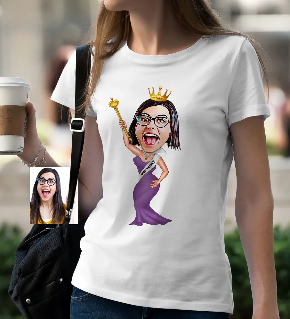 

Персональный белый T-Shirt-1 с героями мультфильмов «Королева красоты»