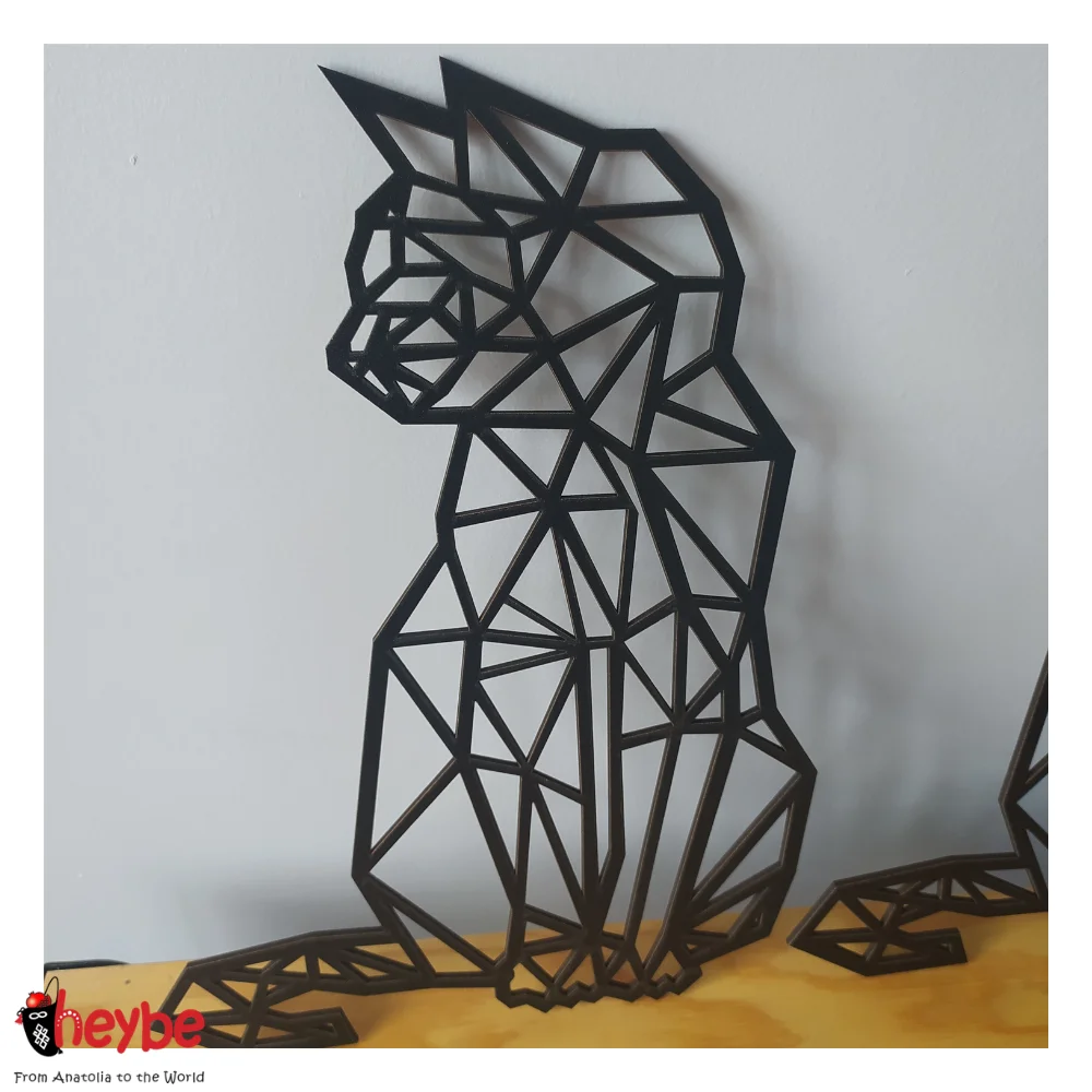 Дерево Украшение Стены Кот Черный Цвет Лазерная Резка Современная Природа