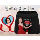 Мужские трусы-боксеры с принтом лица под заказ, мужские трусы-брифы с изображением лица и красных губ, забавный подарок для мужа, нижнее белье с индивидуальным рисунком