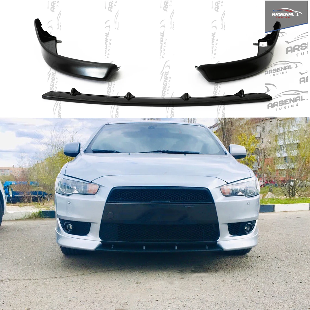 Передняя сторона углов центральной полосы губы Lancer 10 2008-2010 ABS пластик тюнинг передний бампер стайлинговая накладка экстерьер.
