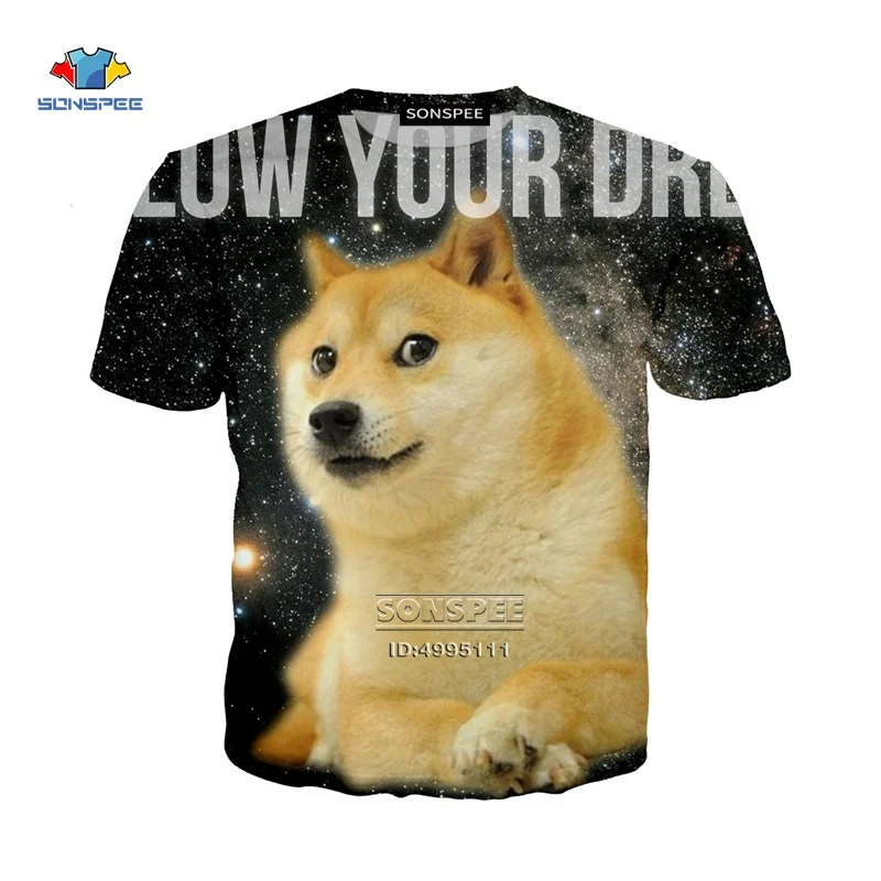 SONSPEE 3D принт Для мужчин Для женщин забавные Собаки Уход за кожей лица shiba Inu Doge Повседневное с О-образным вырезом Harajuku футболка Летняя футболка Молодежные Топы A810