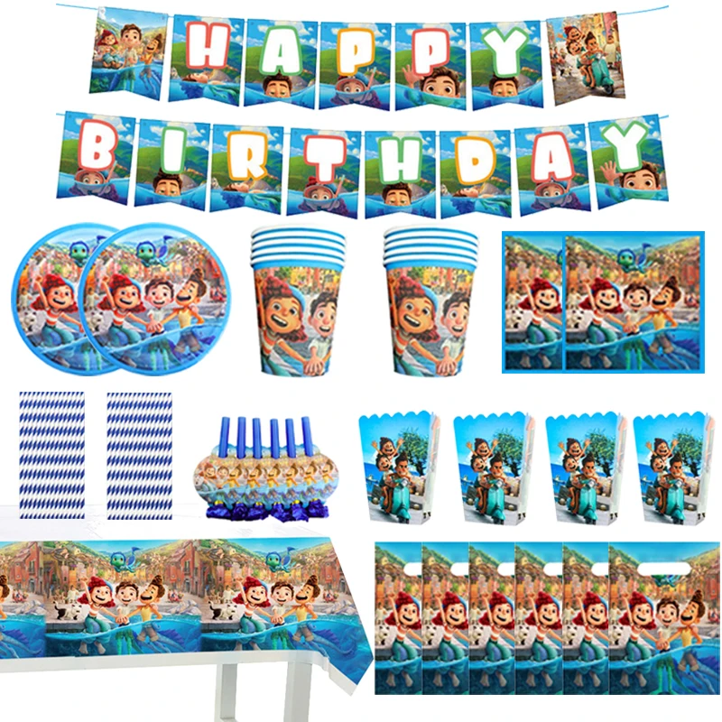 

103pcs Disney Pixar Luca Birthday Party Supplies Disposable Tableware Set Baby Shower Decorations For Kids Happy Birthday Gifts