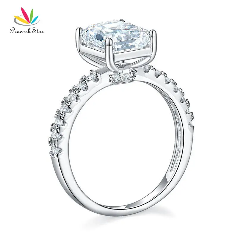 Звезда павлина 3 карата создано бриллиант обручальное кольцо 925 пробы Silver