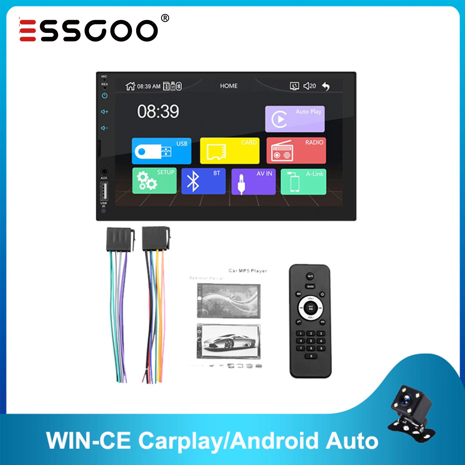 

Автомагнитола ESSGOO X2, стерео-система на Android, с Bluetooth, FM, Aux-входом, MP5 плеером, для VW Toyo, типоразмер 2 Din