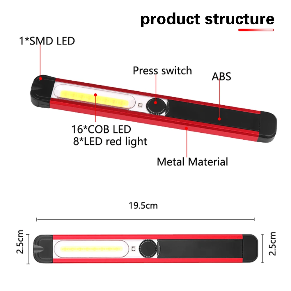 Protable Spotlight Working Light Multifunction Rechargeable COB LED Slim Work Lamp Flashlight light Outdoor | Освещение