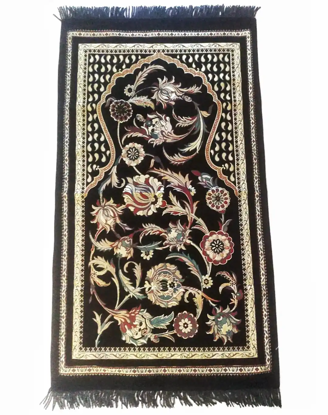 

Prayer Rug Thick Luxury Elegant Chenille Velvet Umrah Hajj Islamic Muslim Gift Retail Worship Cover Qibla Cotton Lined Turkey