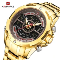 top brand naviforce business mens watches dual display waterproof stainless steel led digital male wrist watch relogio masculino