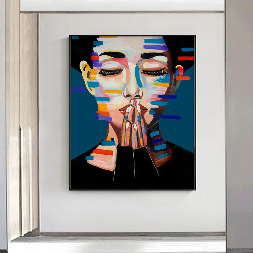 

Praying Woman Abstract Painting Living Room Decorative Unique Wall Art New Graffiti Canvas Wall Decoration Art Home Showpieces