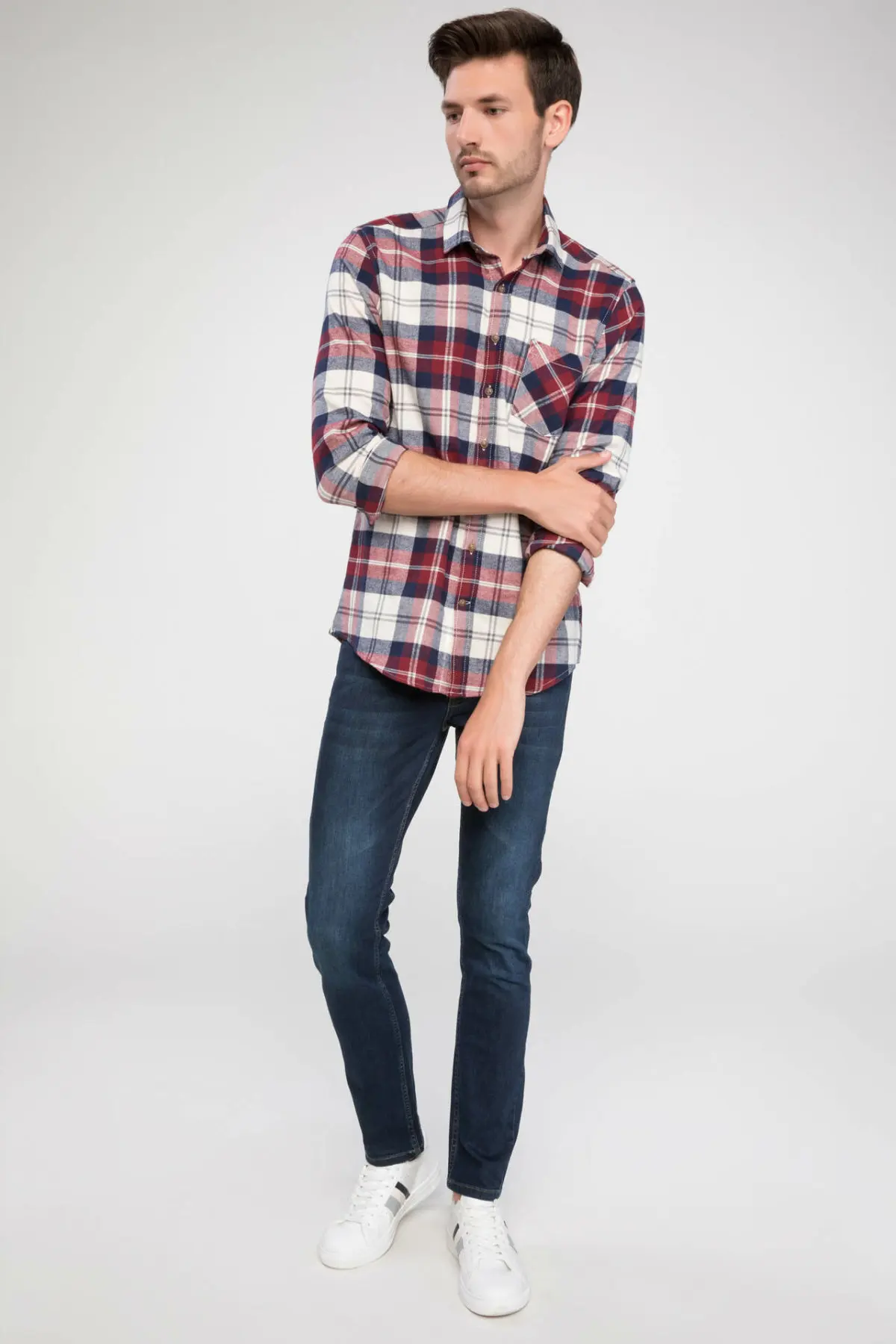 Дефакто мужские брюки повседневные потертые джинсы синие длинные штаны